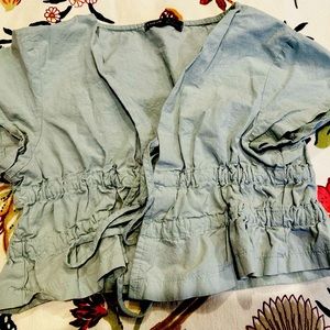 Shein Medium Blue crop, tie in front top